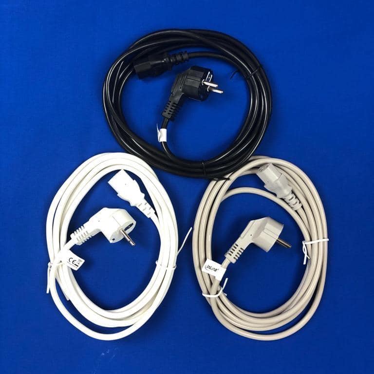 câble d'alimentation extra long/couleur, contact de protection coudé sur prise d'appareil froid C13