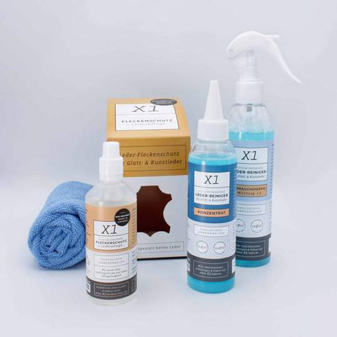 X1 Pack économique - Nettoyant détachant, protection & entretien pour cuir véritable et synthétique-Entretien-500 ml-Massagesessel Welt